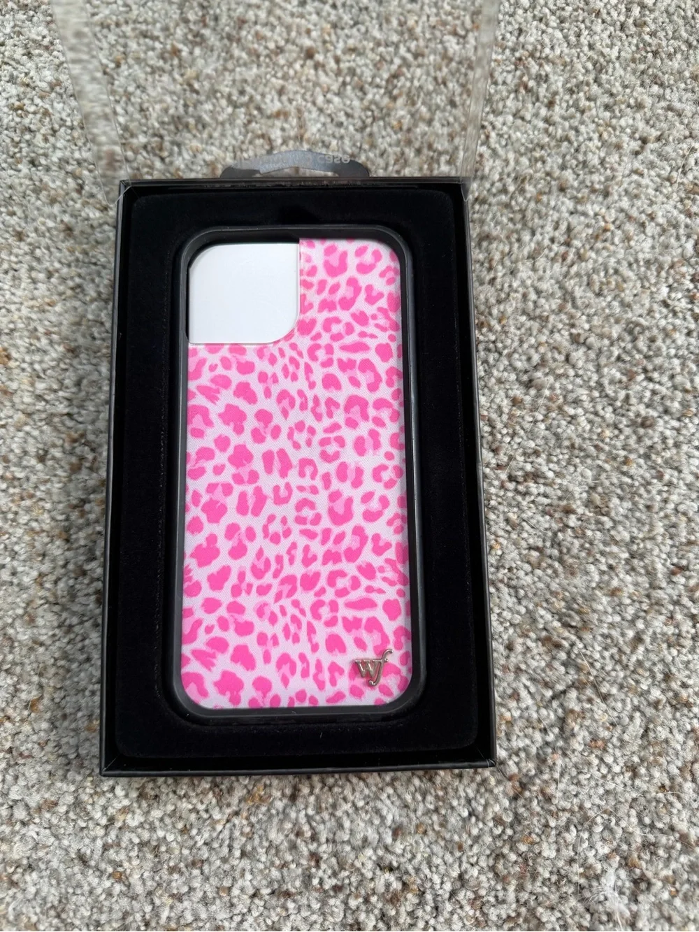 Wildflower Pink Leopard Print iPhone 15 Case with White Base
